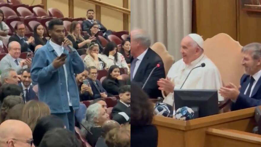 Video: el colombiano Tostao le rapeó al papa Francisco en el Vaticano