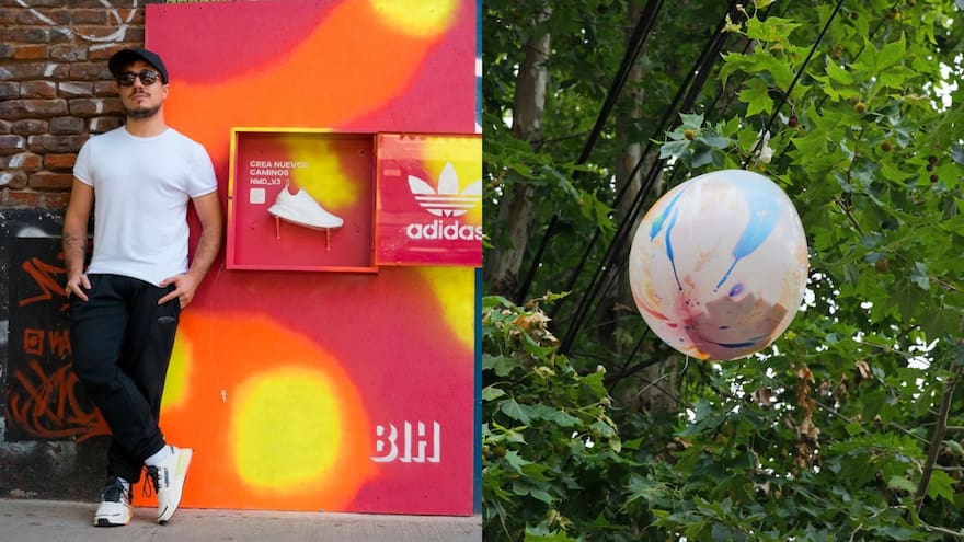 Artista urbano decora las calles con piñatas llenas de dinero