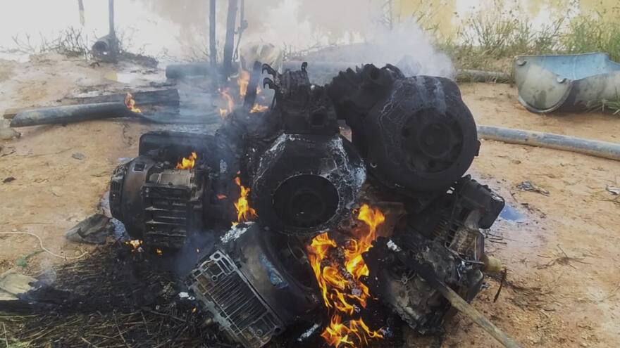 En Ayapel, Córdoba, destruyen 19 motores utilizados para la minería ilegal