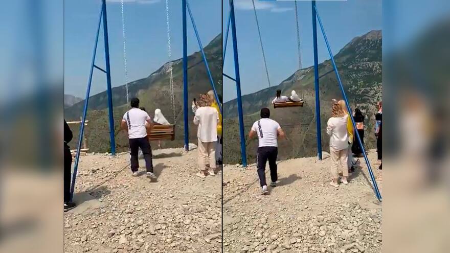 Turistas caen a un precipicio tras fallo de columpio en Rusia