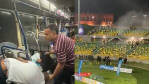 Disturbios en estadio obligaron a suspender partido del Real Cartagena: un bus fue vandalizado y una persona resultó herida