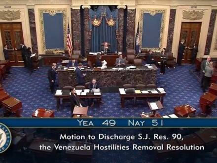 Senado de EE. UU. rechaza resolución que buscaba impedir ataques de Trump a Venezuela