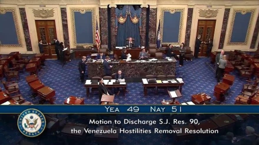 Senado de EE. UU. rechaza resolución que buscaba impedir ataques de Trump a Venezuela