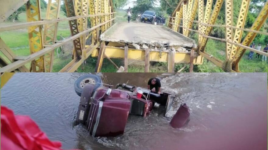 Tractocamión cayó a caño tras desplomarse puente en Magdalena: un muerto