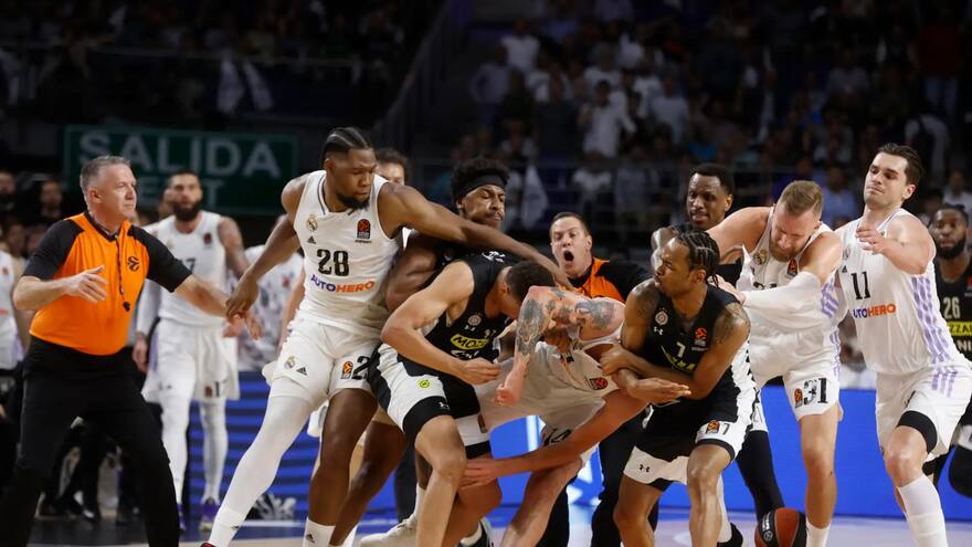 El Real Madrid - Partizán, de la Euroliga, termina en batalla campal