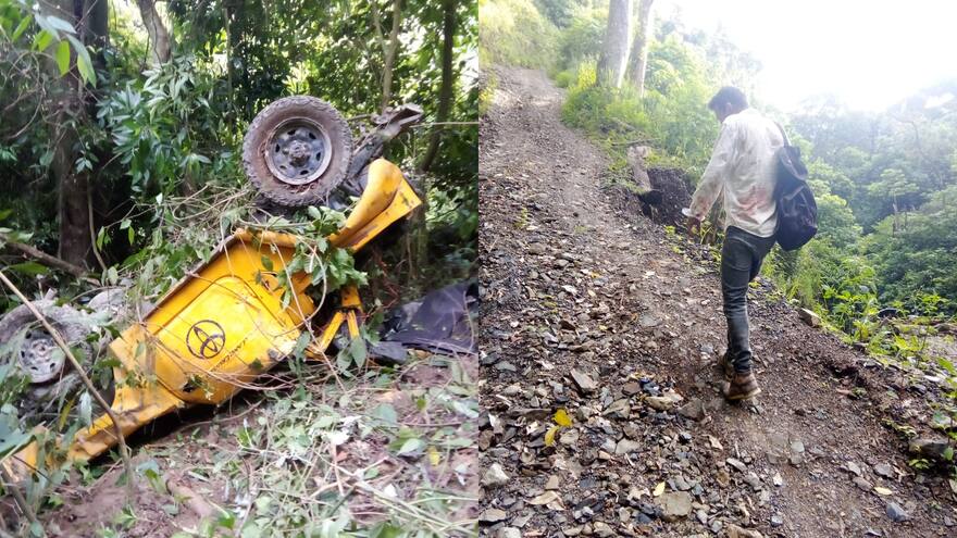 Campesino resultó herido tras caer a un abismo en su vehículo en
