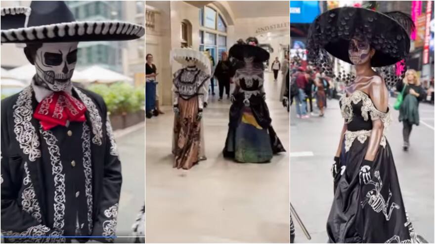 Día de Muertos: procesión de catrinas y catrines se tomó Nueva York