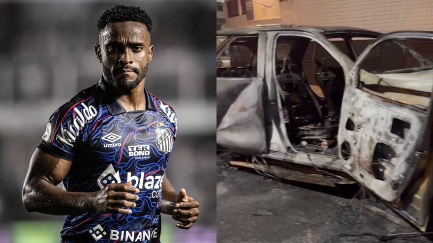 Caos por descenso de Santos en Brasil: Hinchas incendiaron el carro del colombiano Stiven Mendoza