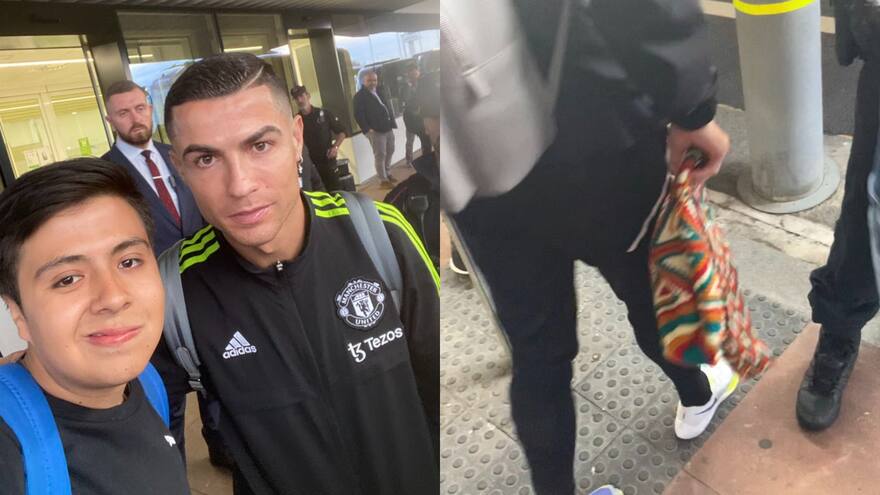 Joven colombiano le regaló una mochila wayuu a Cristiano Ronaldo