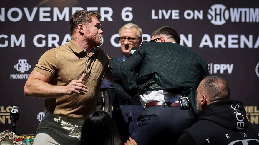 'Canelo' Álvarez vs. Caleb Plant: el primer round fue en la rueda de prensa