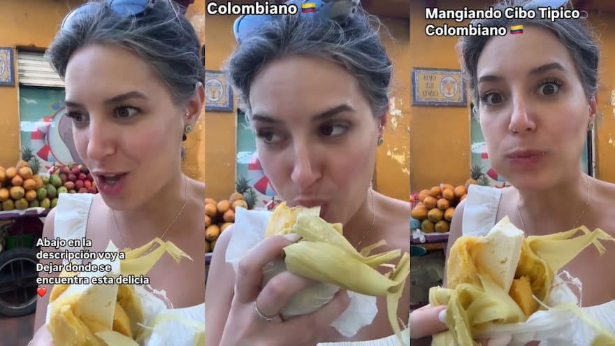 Italiana probó el tradicional bollo de mazorca con queso en Cartagena y su reacción fue viral