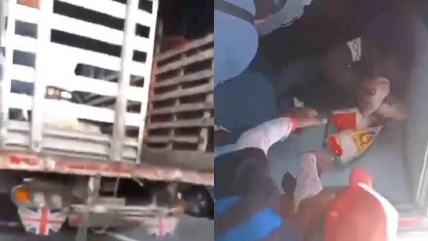 Camión cargado de pollos fue saqueado por decenas de personas en Tasajera