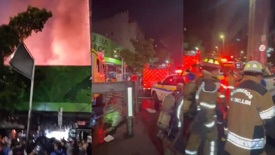 Reportan voraz incendio en locales comerciales en Medellín