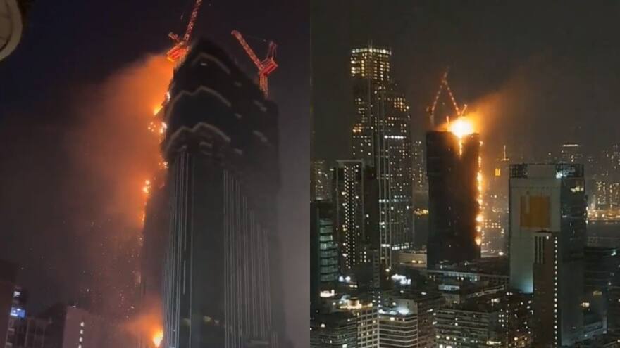En video: incendio en rascacielos de Hong Kong generó pánico