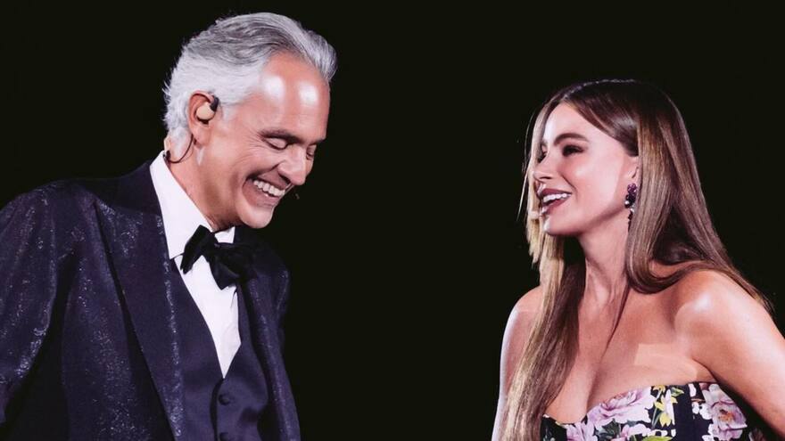 Sofía Vergara asistió como invitada especial a concierto por los 30 años de carrera de Andrea Bocelli en Italia