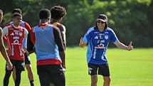 Alfredo Arias, a pura intensidad en su primer entrenamiento con Junior