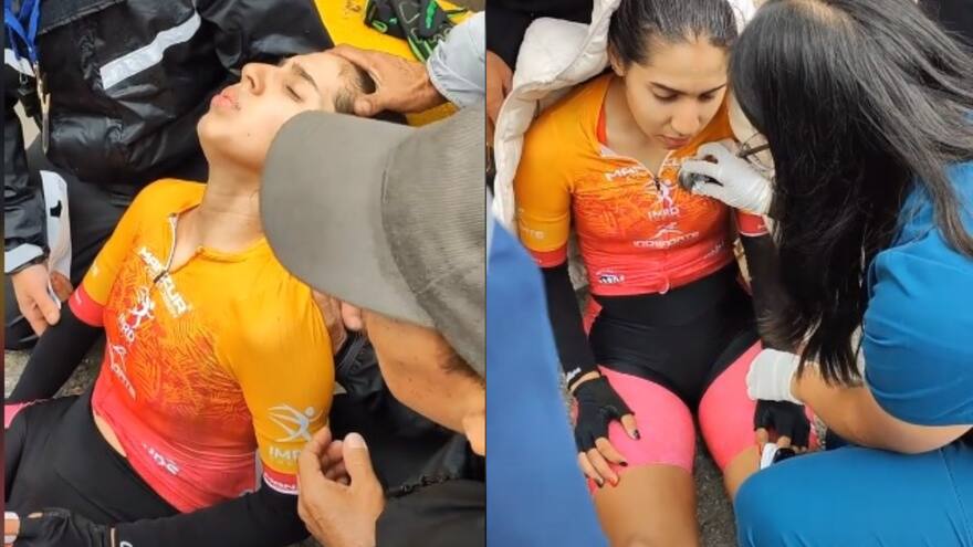 Así fue el desmayo de ciclista en la Vuelta a Colombia Femenina 2022